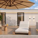 Zona de descanso do terraço — visualização 3D, Monte Branco, Messines